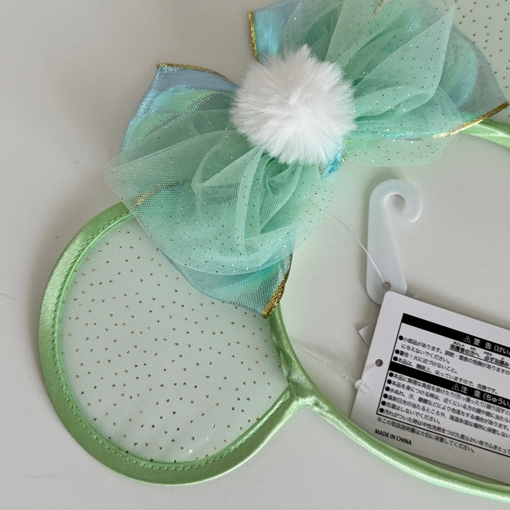 Disney Tokyo Tinkerbell Green Blue Gold Iridescent Mickey Mouse Ears Headband - Picture 2 of 4